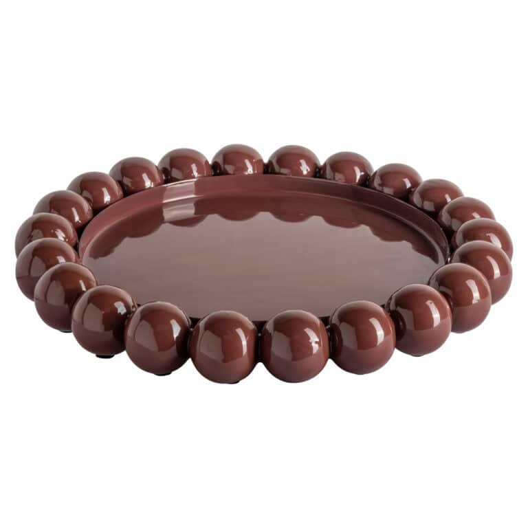 Dienblad Martha Sable bruin met ronde kralenrand voor elegant gebruik.