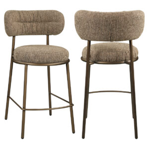Barstuhl „Encanto“ mit braunem Tweedbezug und Metallgestell.