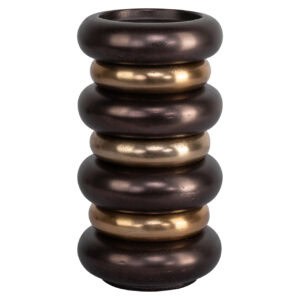 Large bronze Eve Candle holder rounded shapes and a metallic finish.