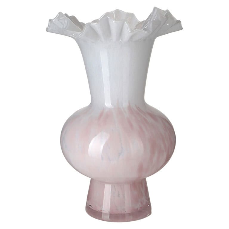 Rosa Vase „Vola“ mit blumenförmigem Rand, elegant und einzigartig.