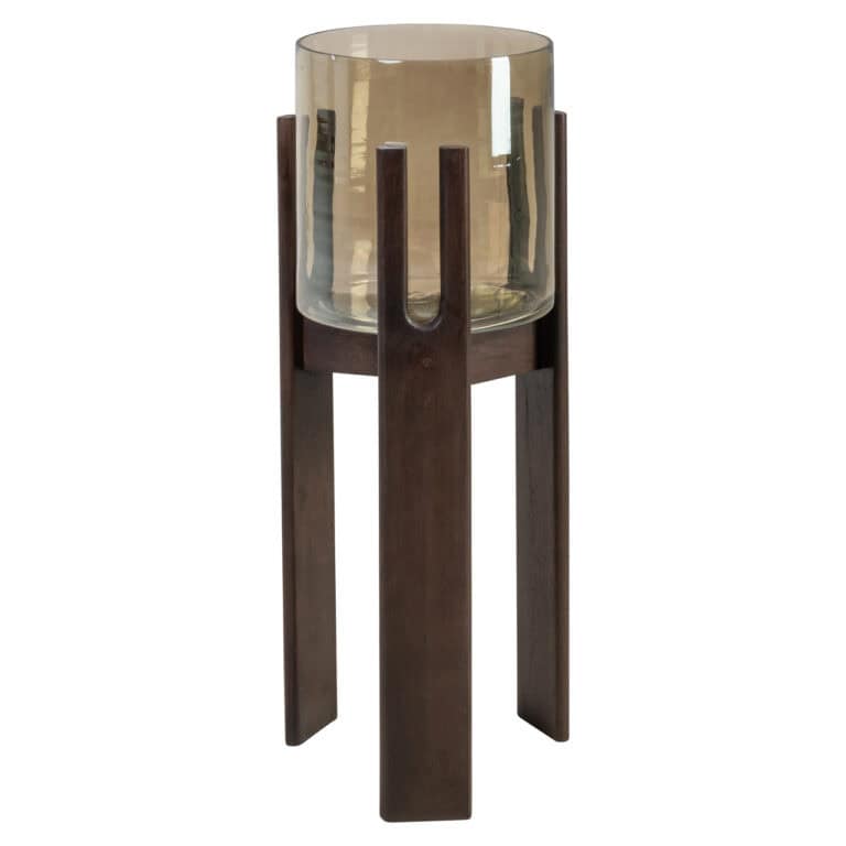 Klein windlicht op houten standaard, modern design, Richmond Interiors.