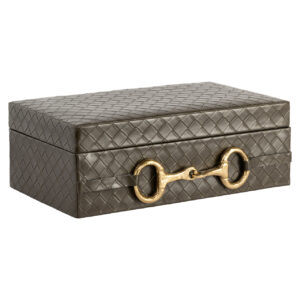 Luxe opbergdoos Blade in olive met gouden details.