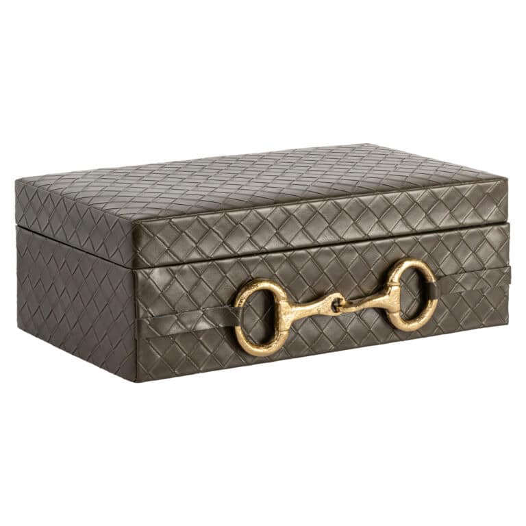 Luxe opbergdoos Blade in olive met gouden details.