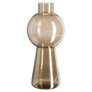 Elegant smoke glasvaas met grote bol en smalle basis voor interieur.