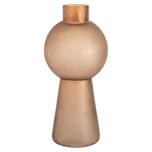 Richmond Interiors - Large brown vase with a spherical and cylindrical design.