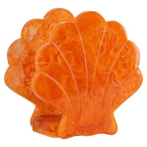 Decorative orange shells made of a marble-like material.