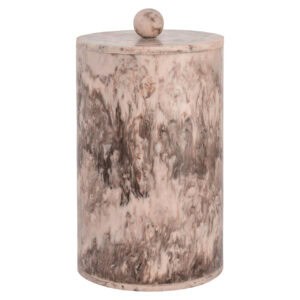 Rosaline chocolate-brown storage box with a round knob, elegant design.