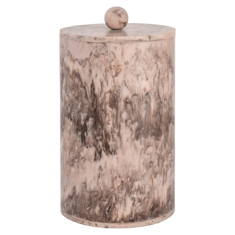 Chocoladebruine opbergdoos Rosaline met ronde knop, elegant en functioneel.