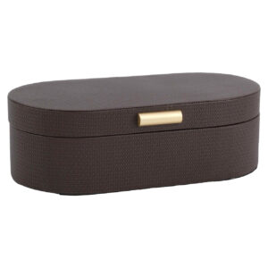 Spacious " Nova " storage box in brown with a gold-colored handle.
