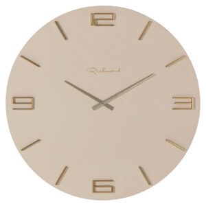 Moderne witte klok met gouden cijfers en wijzers voor interieurdecoratie.