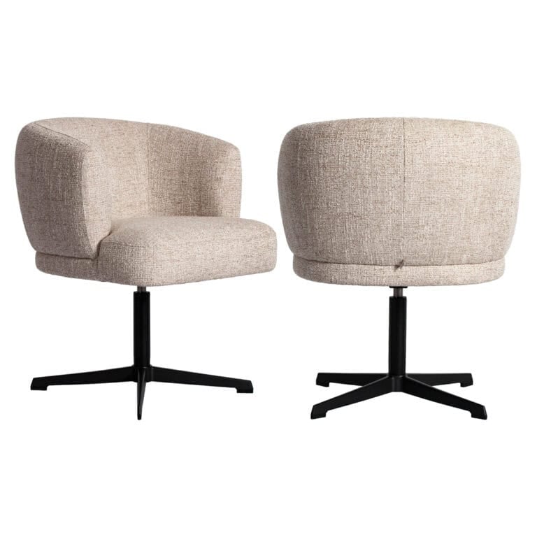 Dinan cream tweed eetkamerstoel met draaibaar onderstel.