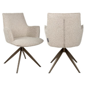 Dakota Natural Chunky Swivel Dining Chair with Armrests.