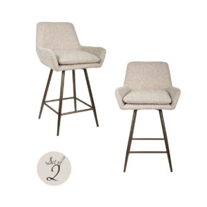 Set of 2 " Linsey " bar stools with a natural, chunky seat and swivel function.