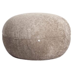 Beige poef en voetenbank Jace in zandkleur, comfortabel en stijlvol.