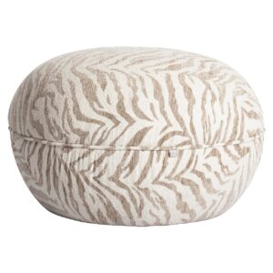 Beige tiger-print ottoman and footstool for a modern living room.
