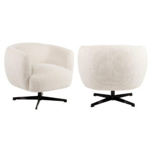 Lounge stoel Estelle beige blockweave swivel, modern design, comfortabele zit.