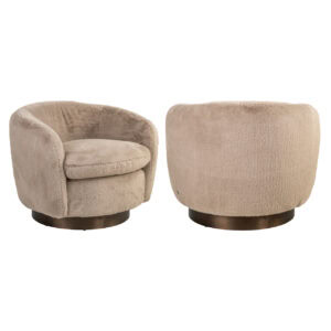 Lounge-Sessel „Colmar“ aus „ khaki “-Samt mit drehbarem Design.