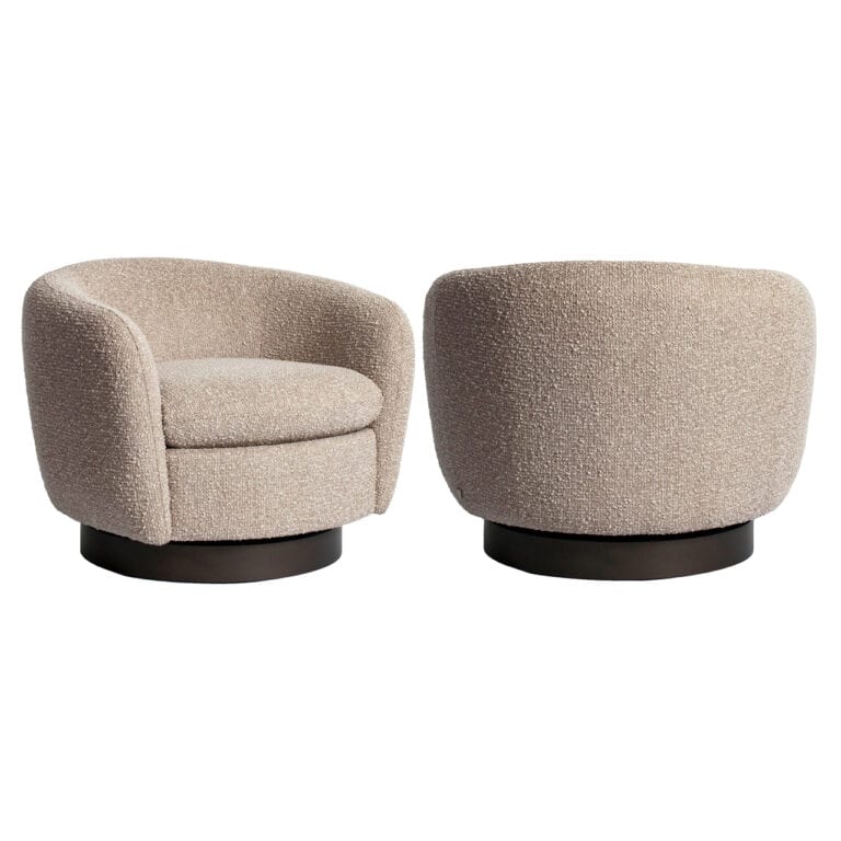 Colmar lounge chair in natural chunky fabric, with a modern and comfortable design.