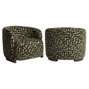 Lounge stoel Hannah moss labyrinth met geometrisch patroon.