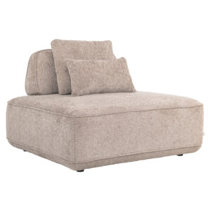 Bank Tudor mocca met beweegbare rugleuning en kussens, modern design.