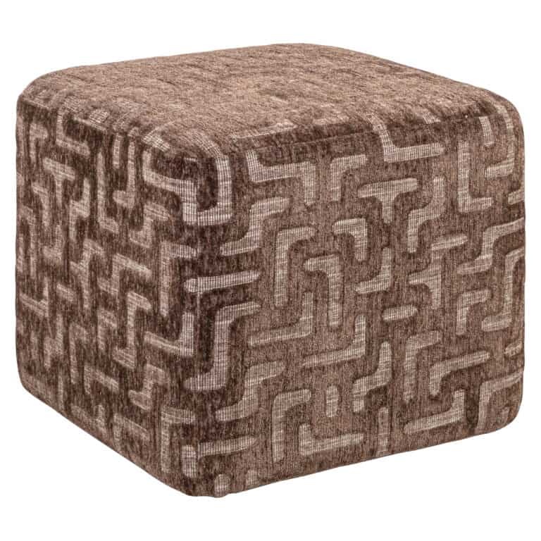 Ciela – brauner Labyrinth-Hocker und Fußbank für die Inneneinrichtung.