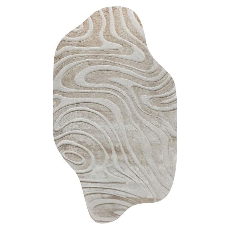 Moderne beige „ Teppich “ mit abstrakten Mustern für das Wohnzimmer.
