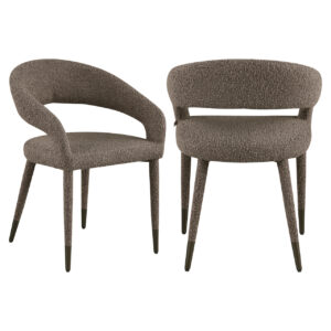Gia dining chair Gia brown chunky fabric with wooden legs.