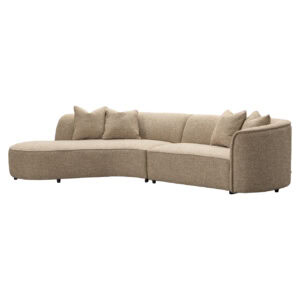 Bank Romero zand tweed ottoman met comfortabele kussens.