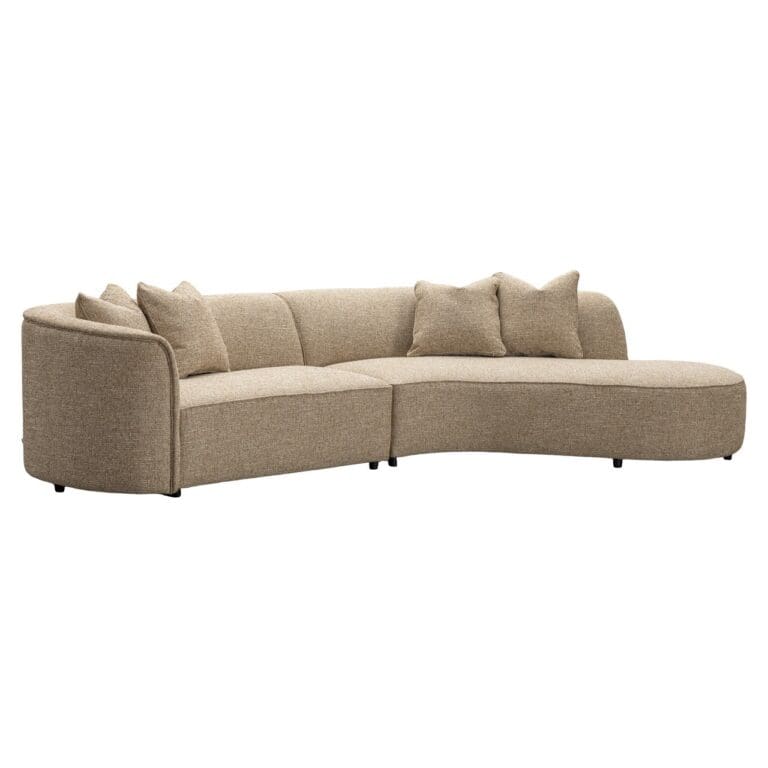 Bank Romero zand tweed ottomaan met comfortabele kussens.