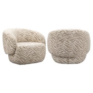 Lounge stoel Milano beige tiger met zebra patroon voor moderne interieurs.