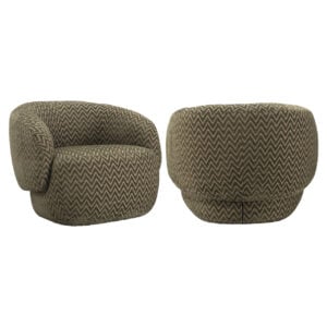 Comfortabele lounge stoel Milano met moss chevron stof.