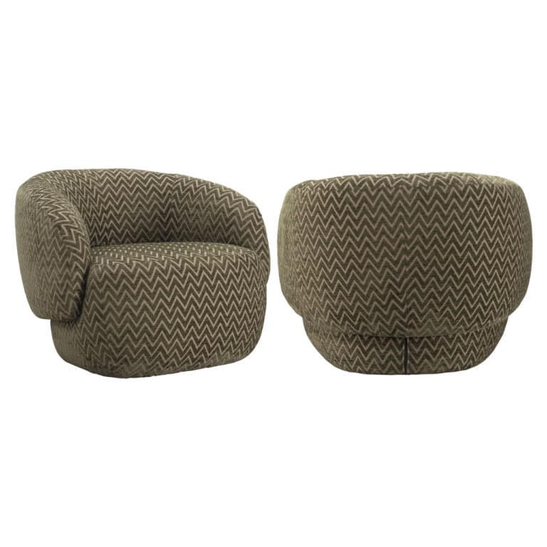 Comfortabele lounge stoel Milano met moss chevron stof.