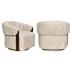 Lounge stoel Marina in natuurlijke softweave stof, draaibaar en brandwerend.
