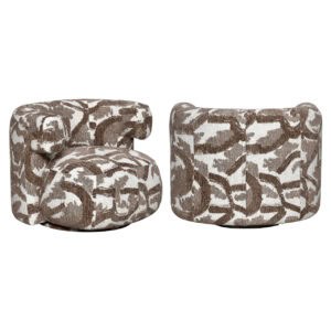 Lounge stoel Talley met bruin nature patroon, draaibaar en comfortabel.