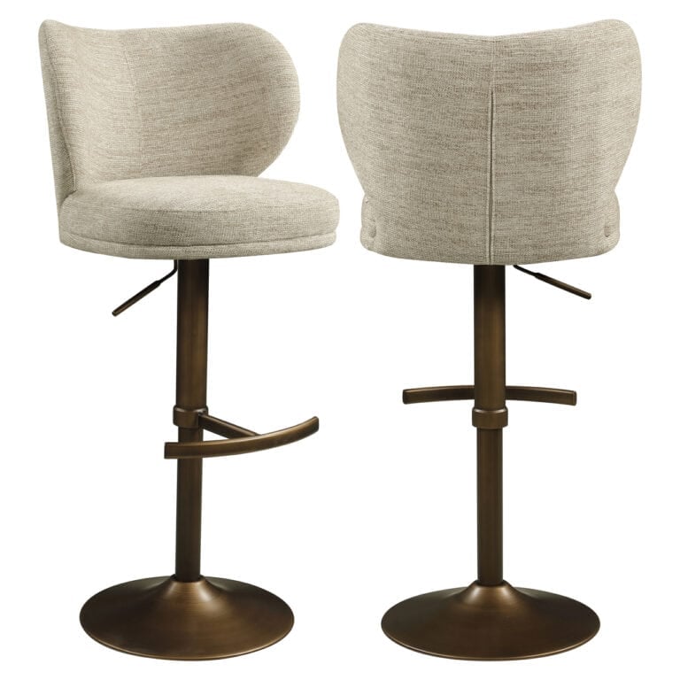 Moderne barstoel met natuurlijke softweave bekleding en draaifunctie.