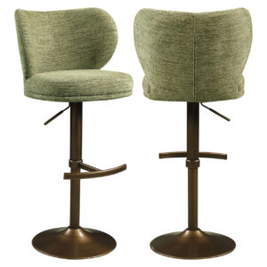 Pistache groene barstoel Amely met draaifunctie en zachte bekleding.