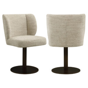 Eetkamerstoel Fiona in naturel softweave met draaibaar onderstel.