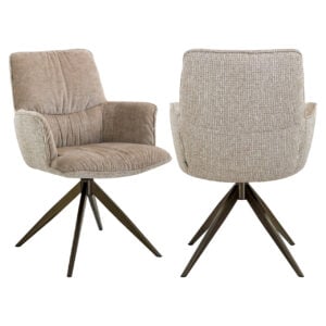 Eetkamerstoel Chase cream blockweave met draaibaar ontwerp.