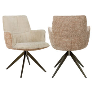 Moderne eetkamerstoel Chase met ginger jacquard bekleding en draaibaar ontwerp.