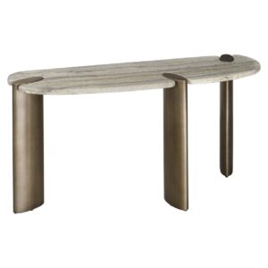 Moderne Console Arcadia in grijs en hout, elegant en functioneel.