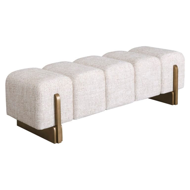Bank Caleo crème tweed bank met metalen poten voor modern interieur.