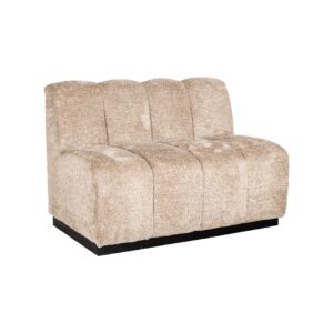 Luxury beige fabric sofa with comfortable cushions for the living room.