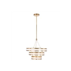 Moderne goldene Hängeleuchte mit mehreren Ringen für eine elegante Inneneinrichtung.