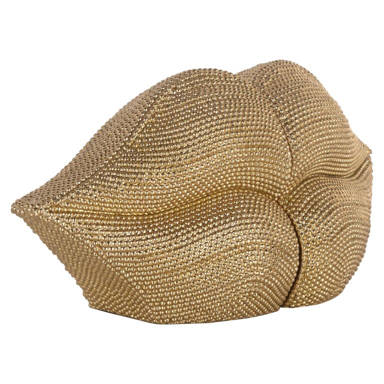 Luxurious " Kiss " Gold bookend with a glossy finish.