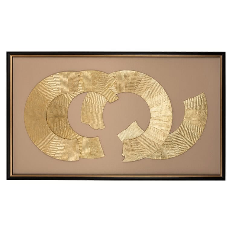 Moderne gouden wanddecoratie Eden met zwart frame voor interieur.