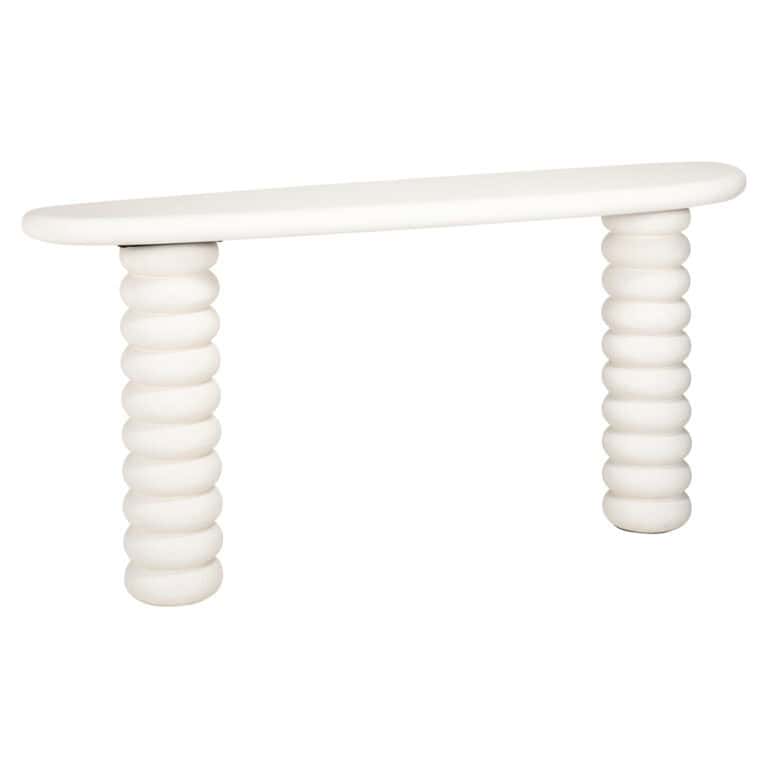White console table with turned legs for a modern interior.