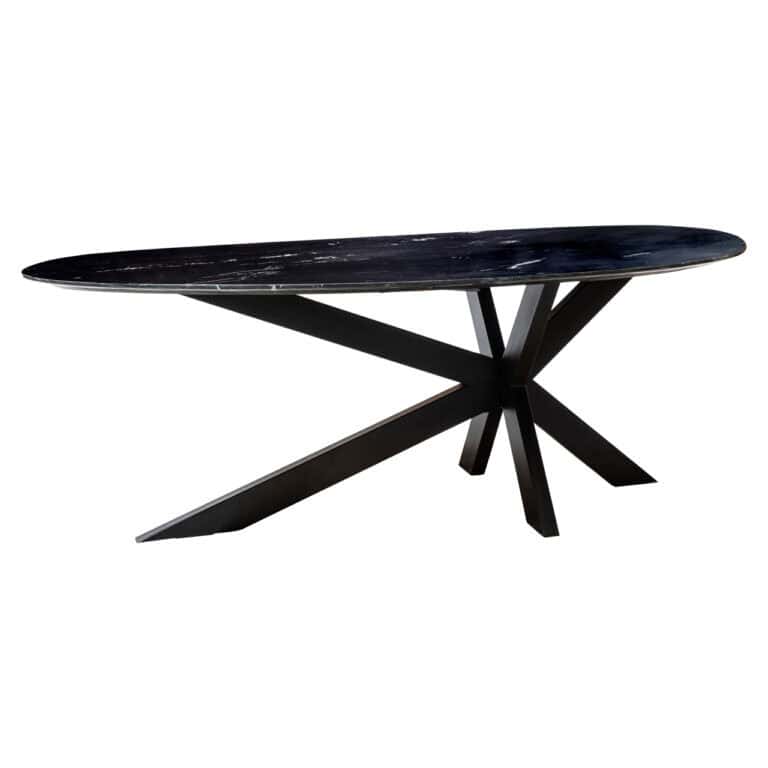 Trocadero , a modern black dining table with a unique base.
