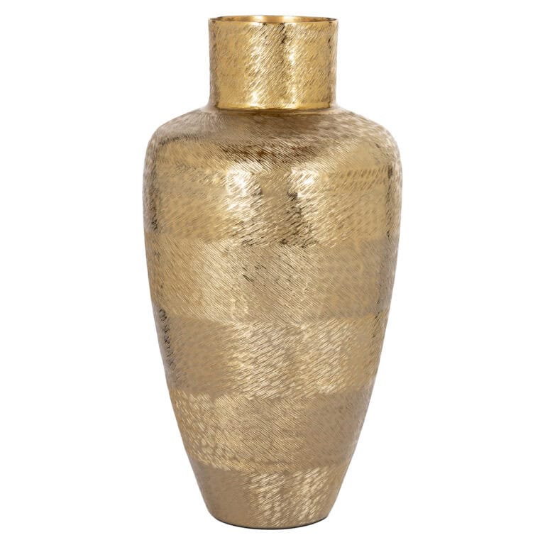 Vase décoratif doré à la texture originale pour la décoration d'intérieur.