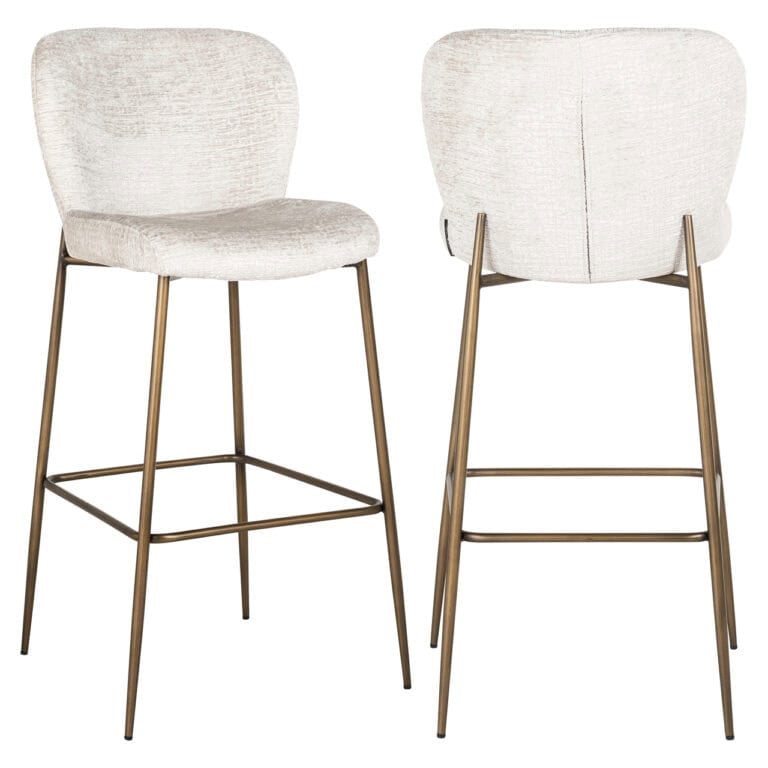Moderne barstoel Darby cream fusion met goudkleurige poten.