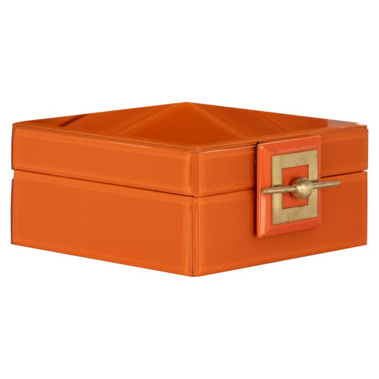 Kleine oranje Bodine opbergdoos met decoratief slot.